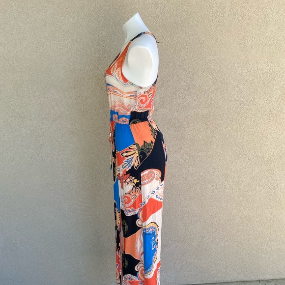 Drawstring Waist Double Front Slit Sleeveless Maxi - Picture 7 of 7